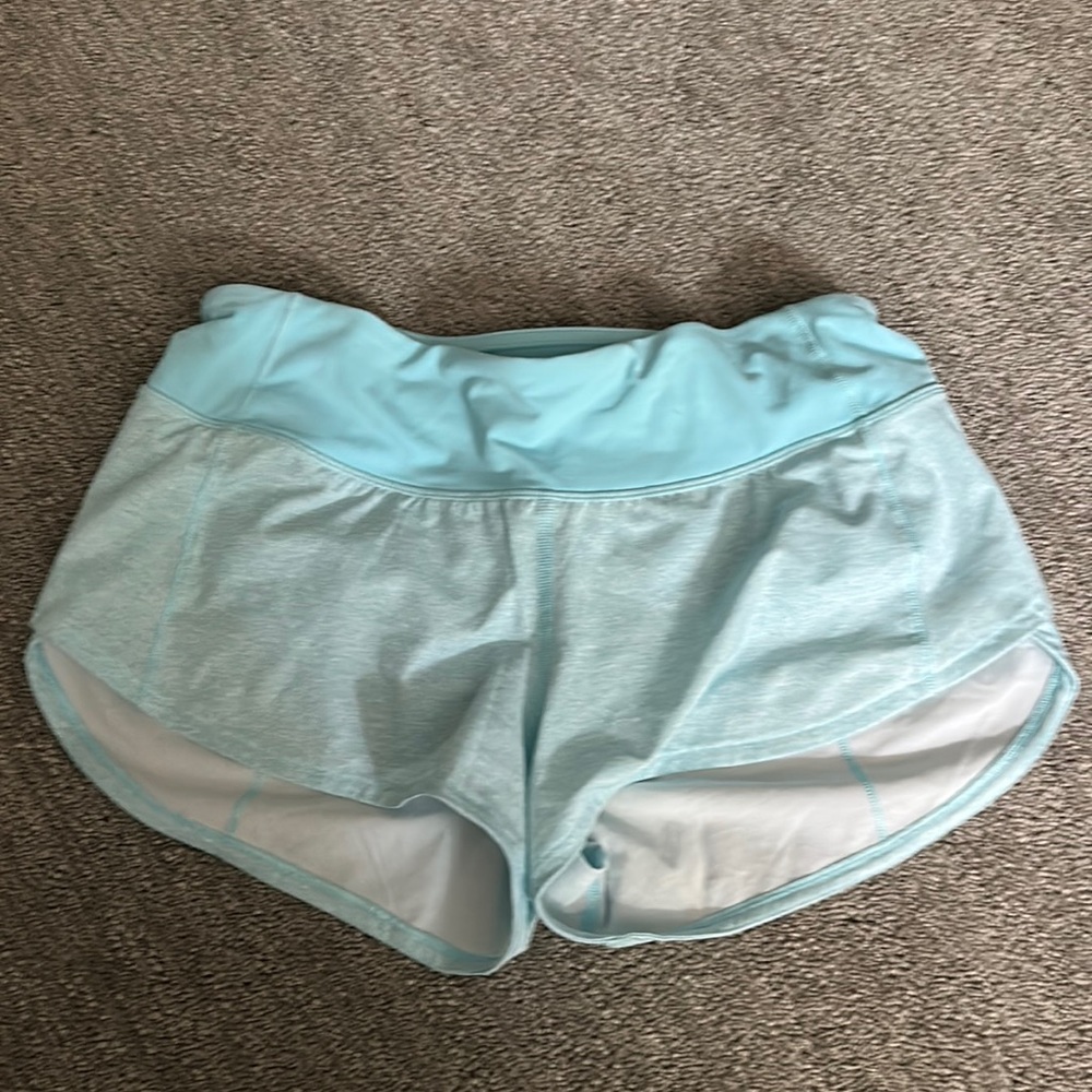 Speed up low-rise turquoise shorts